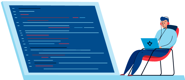 Illustration of man on laptop computer